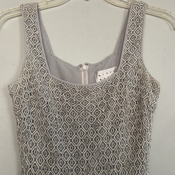 Bieff Basix women silver sleeveless beaded & embroidered cocktail dress - Picture 4 of 11